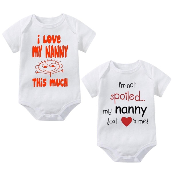 Nanny Onesies for Baby,I'm Not Spoiled My Nanny Just Loves Me Baby Onesies. I Love My Nanny This Much Baby Bodysuits. Infant One-piece Short Sleeve Clo