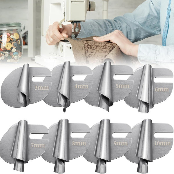 Sewing Rolled Hemmer Foot Set,[3-10mm] Wide Narrow Rolled Hem Sewing Machine Presser Foot,Home Industrial Curved Scroll Hemmer Foot