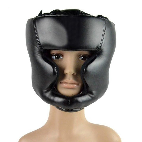 Casque de boxe fermé noir pour sparring-MMA-Muay Thai Kick Boxing Brace Head Guard Protection Gear