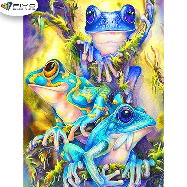 FIYO Frog Diamond Painting Kits For Adults DIY 5D Diamond Mosaic Diamond Painting Home and Kitchen Fashion Canvas Pictures Wall Decoration Gifts Arts