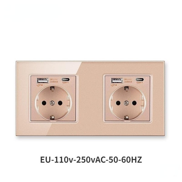 European Standard 172 Wall Socket Household Concealed 16A Tempered Glass Panel Socket Dual Wall Socket