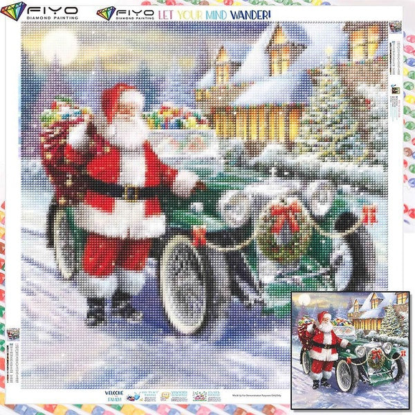 FIYO DIY 5D Christmas Diamond Painting Full Drill with Number Kits Home and Kitchen Fashion Mosaic Diamond Painting Canvas Wall Decoration Gift Craft