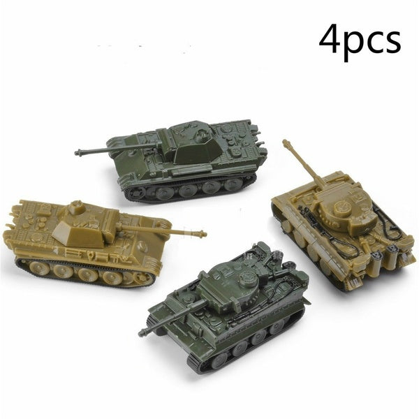 New 4D Assembled Plastic Tiger Tanks Toy 1:144 Steel Ball Wheel Military Scene Sand Table Model Accessories