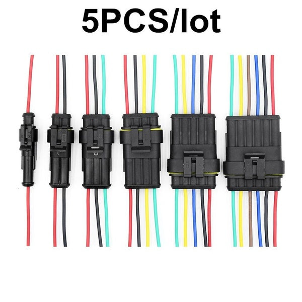 5PCS 1-2-3-4-5-6 Pin Way Car Waterproof Electrical Auto Connector Male Female Connector Plug Wire 18 AWG harness for Car Motorcycle