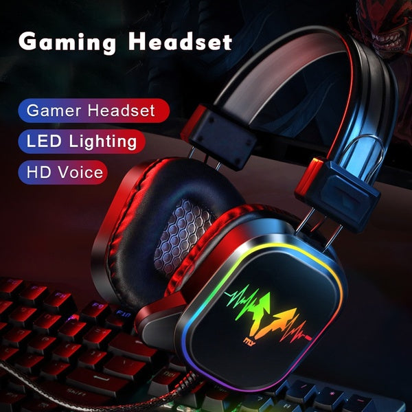 Casque de jeu stéréo LED 3,5 mm Casque de jeu USB 7.1 avec son surround et micro pour PS4, Xbox One, PC