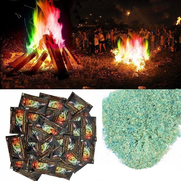 50-100 Bags Mystical Fire Magic Tricks Bonfire Camp Fire Colorful Flame Powder Games Toy HOT