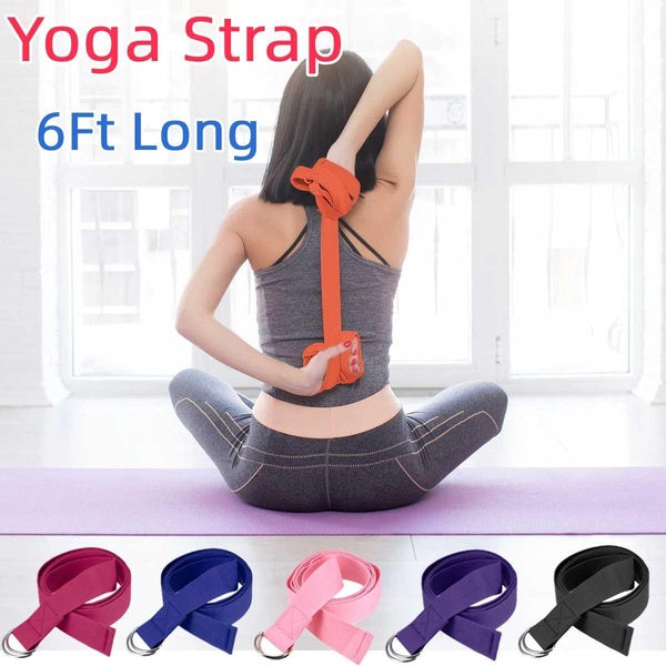 Sangle de yoga extensible de 6 pieds de long pour le yoga et le Pilates, équipement d'entraînement avec sangles d'étirement pour femmes