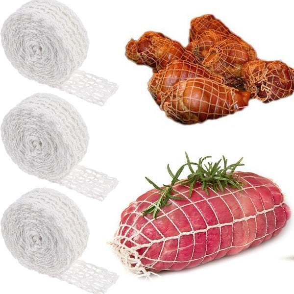 Meat Netting Roll, Elastic Smoked Meat Poultry Ham Netting Meat Butcher Twine Net Roll Wrapping Net,Beef Netting Roll for Meat Cooking Meat Sausage M