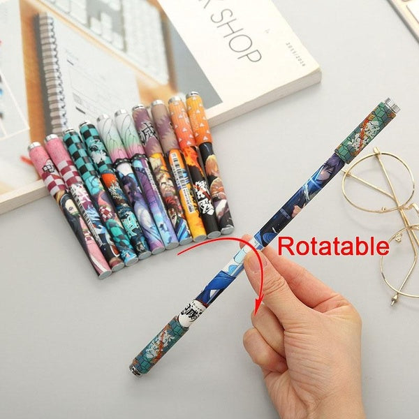 Anime Thème Drôle Rotatif Stylo Spinning Gaming Pen Pliable Coloré Lumière Doigt Rotatif Gel Stylo Papeterie Fournitures Scolaires Cadeaux pour Enfan