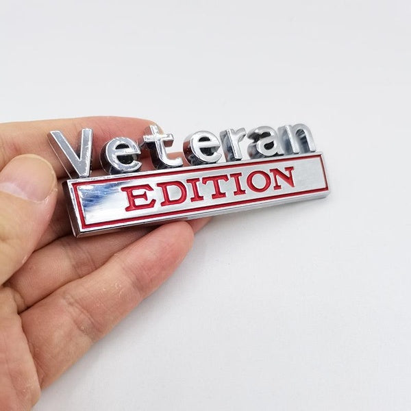 Veteran Edition Metal Emblem Badge Sticker Soldier Decal For Jeep Grand Cherokee Liberty Patriot Renegade Ford F-150 F250 F350 Chevrolet Chevy Silver