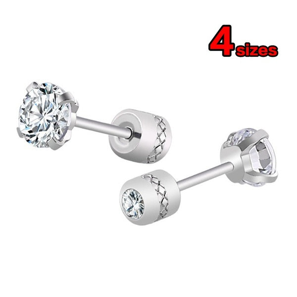 1-2Pcs Titanium Steel Earrings Simple Four Claw Zircon Stud Earrings Stainless Steel Needle Diamond Earrings Jewellery 2-5mm