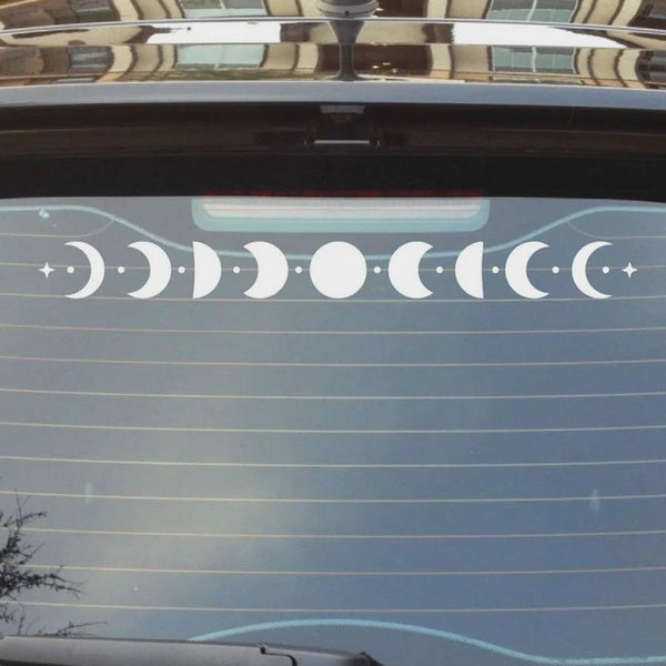 Car Sticker Moon Phase Line Row Stars Rear Glass Waterproof Mystery Witch Vinyl Decal