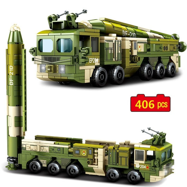 Military Series WW2 army DF-21D Long-range anti-ship Missile launcher DIY Model Building Blocks Bricks Toys Gifts