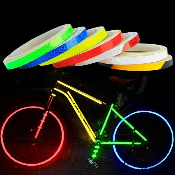 Autocollants de vélo 1cm x 8m, bande réfléchissante fluorescente, bandes de cyclisme pour casque de vélo, moto et Scooter