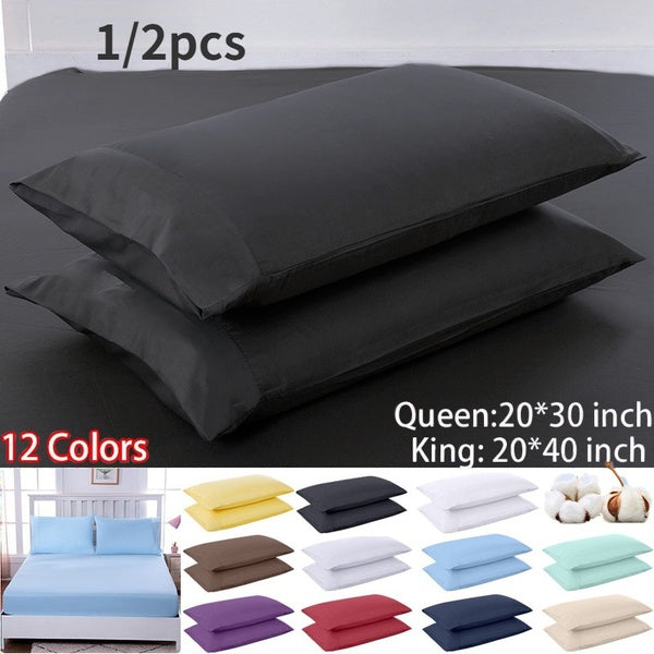 Brushed Microfiber Pillow Cases Super Soft and Cozy, Wrinkle, Fade, Stain Resistant with Envelope Closure bed pillow Pillowcases -1-2 pcs (Standard