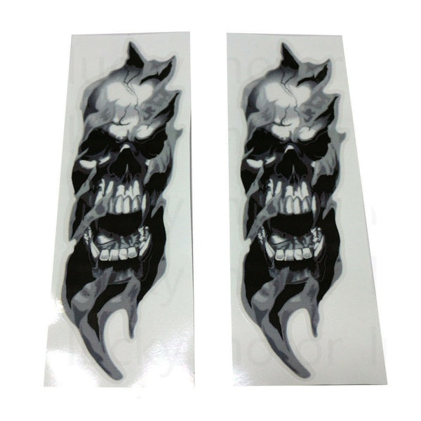 Pair Universal Motorcycle Bike Front Fork Skull Zombie Decals Graphic Stickers For Honda Yamaha Suzuki Kawasaki Chopper Touring