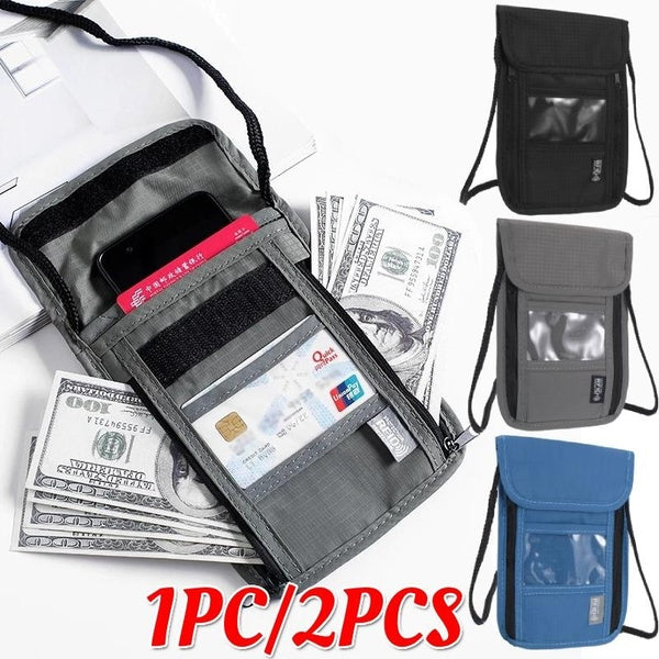 1PC-2PCS Portefeuille de voyage avec blocage RFID - Pochette tour de cou pour porte-passeport avec sangle réglable pour garder votre passeport en esp