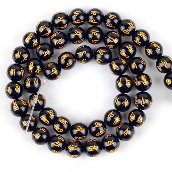 Six Word Mantra Prayer Beads For Jewelry Making 8 10 12mm Spacer Loose Beads Diy Necklace Bracelet Accessories 15'' Matron Inn