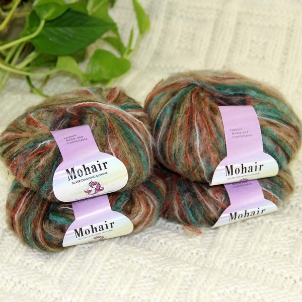 Sale New 4Balls x 25gr Yarn For Knitting Mohair Wool Soft Yarn Fingering Baby Crochet Yarn Threads Crochet #46 Green Orange Coffee Multi # Profession