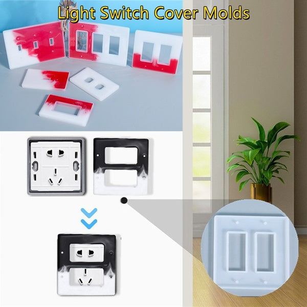 7 Types Light Switch Cover Mold Outlet Cover Resin Molds DIY Silicone Mold for Plate Epoxy Craft Making Home Decoration Supplies