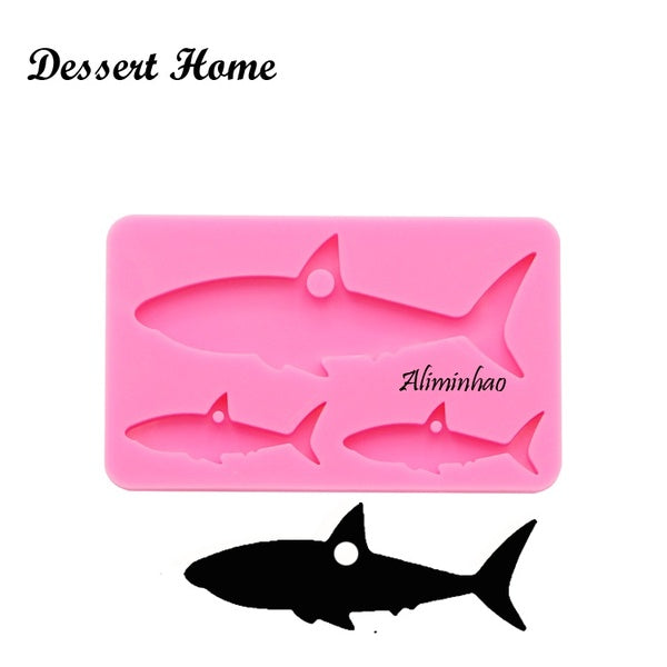 Shiny Shark mother and baby silicone Keychains mold Key chain Pendant clay DIY Jewelry Making epoxy Resin mold