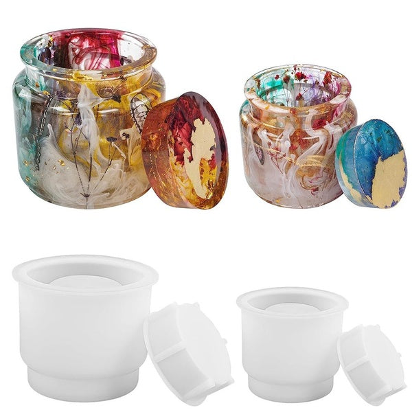 1 Pcs Epoxy Resin Storage Jar Mold, Diy Storage Bottle With Lid Making Silicone Mold, Can Be Used As Home Decoration, Candy Jewelry Storage, Candle J