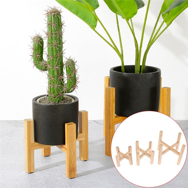 Durable Wooden Planter Pot Trays Flower Pot Rack Strong Free Standing Bonsai Holder Stand Shelf