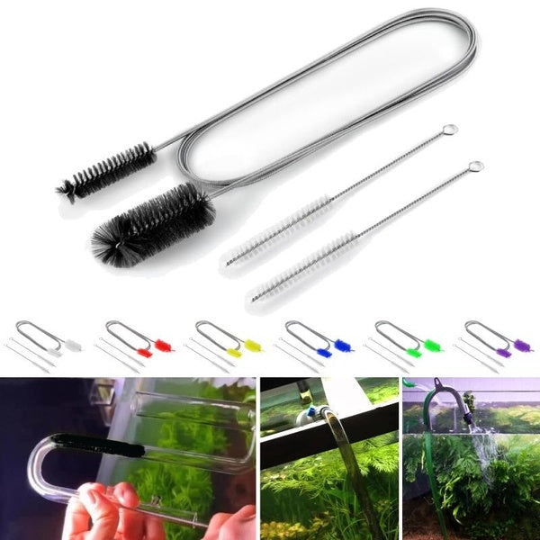 Flexible Long Drain Brush, Double Elastic Ended Nylon Cleaner Hose Tube Pipe Brush 61 Inch Stainless Steel and 2pcs 8 Inch Straw Cleaning Brush