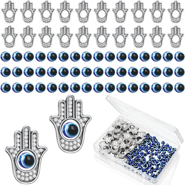 120 pièces main mauvais ail perles main perles main charmes rond mauvais ail entretoise perles main symbole charmes pendentifs pour bricolage bracele