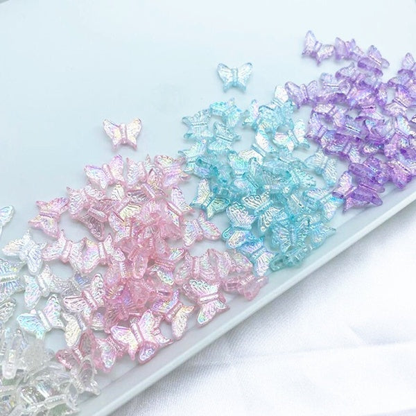30pcs Colour AB Charms Butterfly Shape Acrylic Beads Loose Spacer Beads for Jewelry Makeing DIY Handmade