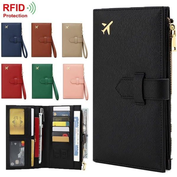 RFID New Multi-function Passport Holders PU Leather Can Put Passport Cash SIM Card ID Bag Leather Case Passport Holder Ultra-thin