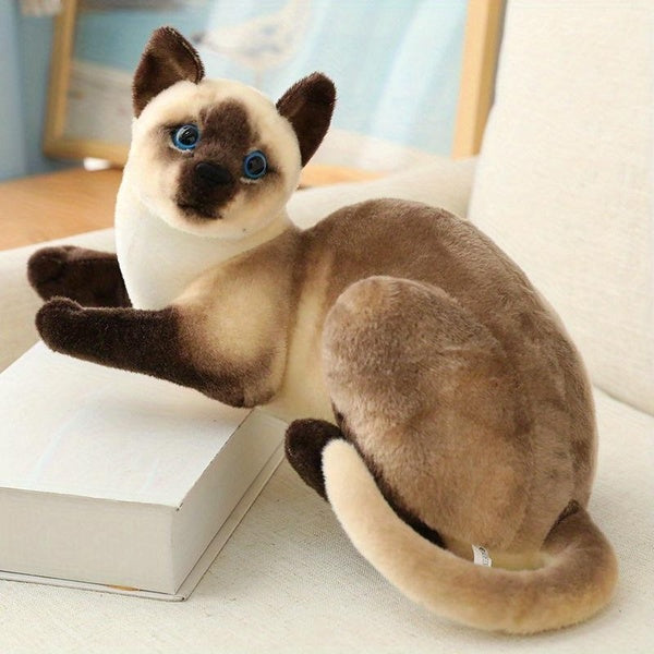 9.84inch Lying Simulation Cat Plush Toys American Shorthair Siamese Cute Pet Doll Stuffed Animal Children Home Decor Baby Gift