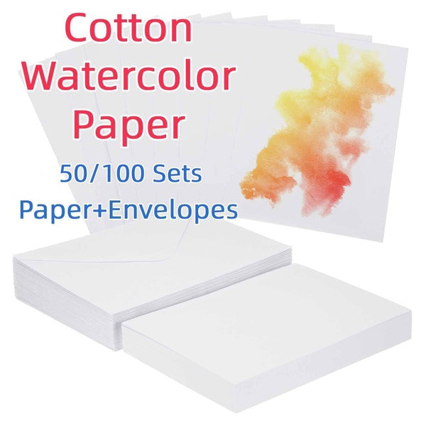 50-100-200 Sets Pure Cotton Watercolor Paper With Envelopes Watercolor Painting Art Supplies
