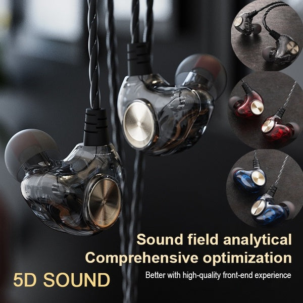 Nouveaux écouteurs filaires stéréo 5D Écouteurs intra-auriculaires transparents Subwoofer Stéréo Bass Écouteurs avec microphone pour téléphone Sport