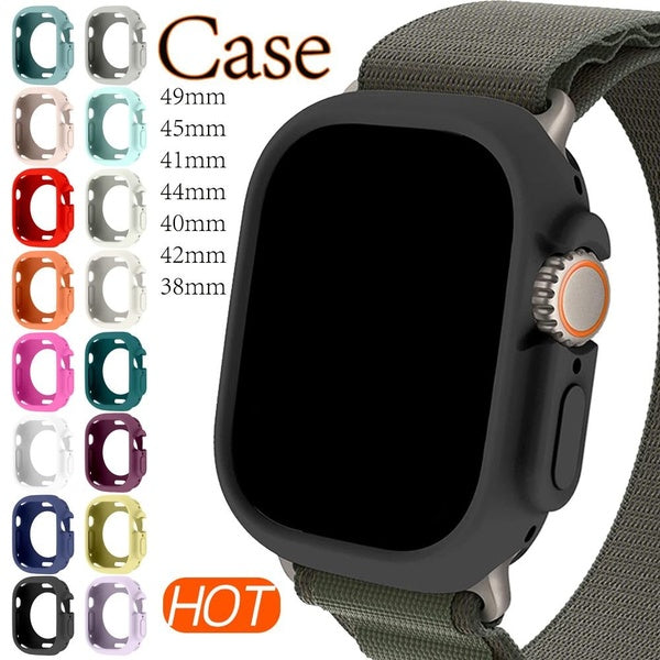 Silicone Case for Apple Watch Ultra2- Ultra 49mm 9 8 7 41mm 45mm 44mm 40mm 42mm 38mm Cover for Iwatch Series 6 SE 5 4 3 2 1 49 mm Soft Smartwatch Pro