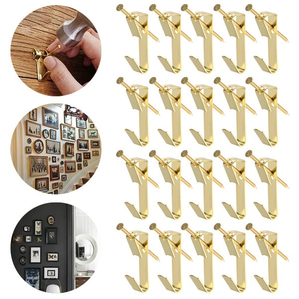 25-50PCS Picture Hangers Wall Mounted Photo Frame Hanging Hooks Kit Capacity 20lbs