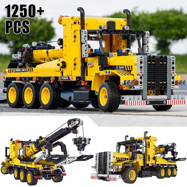 New 1250pcs Tow Truck Car Building Blocks Toy Crane Model DIY Bricks Kits for Adults Children Kids Gifts