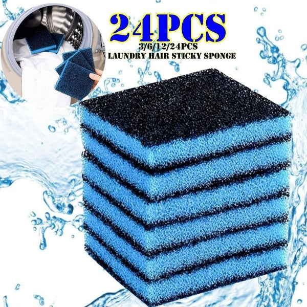 24-12-6-3PCS Laundry Hair Catcher Sticky Sponge For Washing Machine, Reusable Household Lint Remover For Washing Machines And Dryers, Laundry Lint Pe