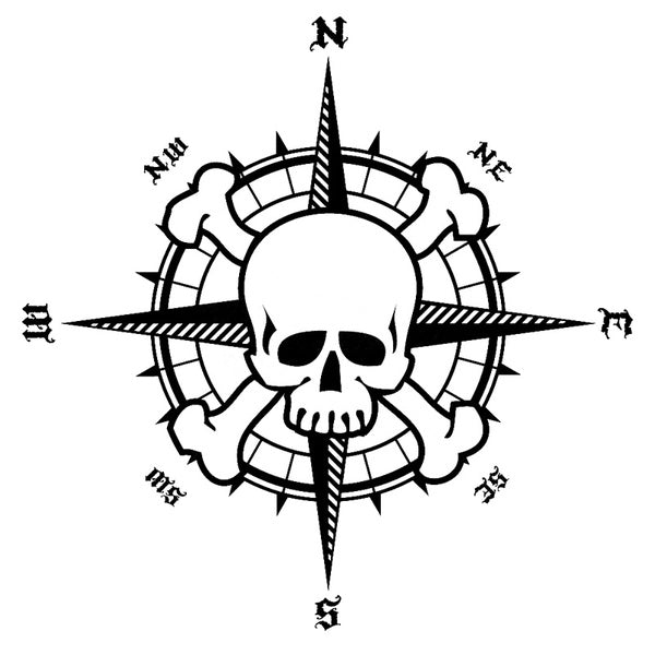 15.4cm*15.5cm NSWE Bardian Pirate Compass Skull Vinyl Motorcycle Car Stickers Decals S6-3500