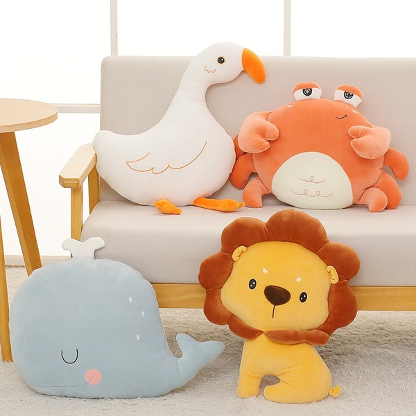Kawaii Goose Crab Lion Whale Plush Toys Stuffed Animals Doll Pillow Cushion Baby Kids Children Girls Boys Birthday Gifts