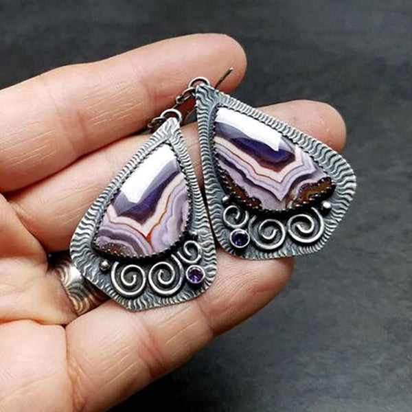 Vintage indien ethnique tribal pierre de naissance résine boucles d'oreilles pendantes bohème grandes boucles d'oreilles pour femmes bijoux hippie