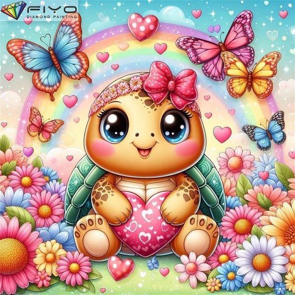 FIYO Butterfly Turtle DIY 5D Diamond Painting Full Drill with Number Kits Home and Kitchen Fashion Mosaic Diamond Painting Canvas Wall Decoration Gif