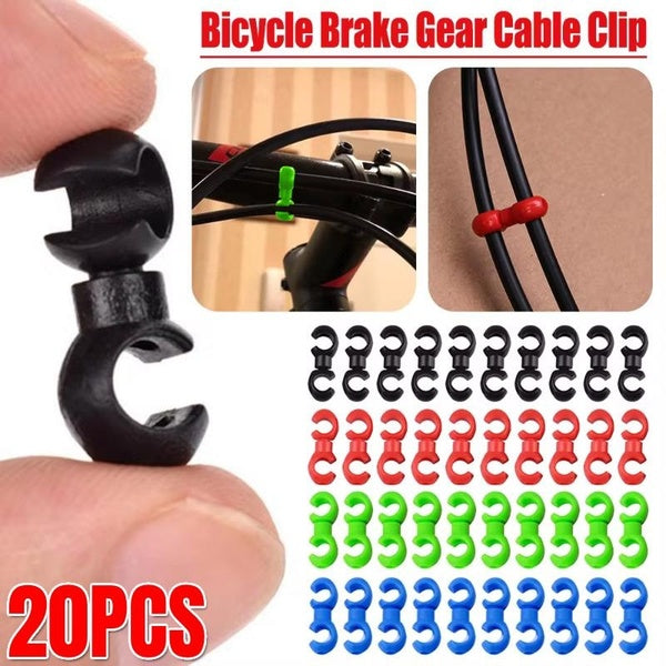 20PCS Bike Cable Clips Plastic Bicycle Brake Cable Clips Rotating S-Hook Clips Bike MTB Brake Gear Housing Fixing Holder Guide S Style Buckle Clips