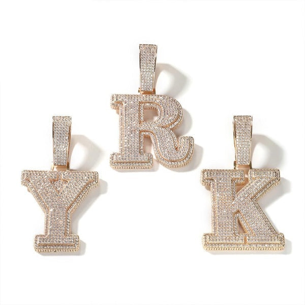 Hip Hop Jewelry Letter A-Z Alphabet Pendant Iced Out Bling Necklace with Stainless Chain Gold Filled CZ Zircon Gift Accessories for Men Women Matron Inn
