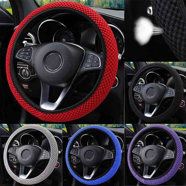 Elastic Stretch Steering Wheel Cover, Universal Automotive Steering Wheel Cover, Microfiber Breathable Ice Silk Anti-Slip Easy Carry Warm in Winter a