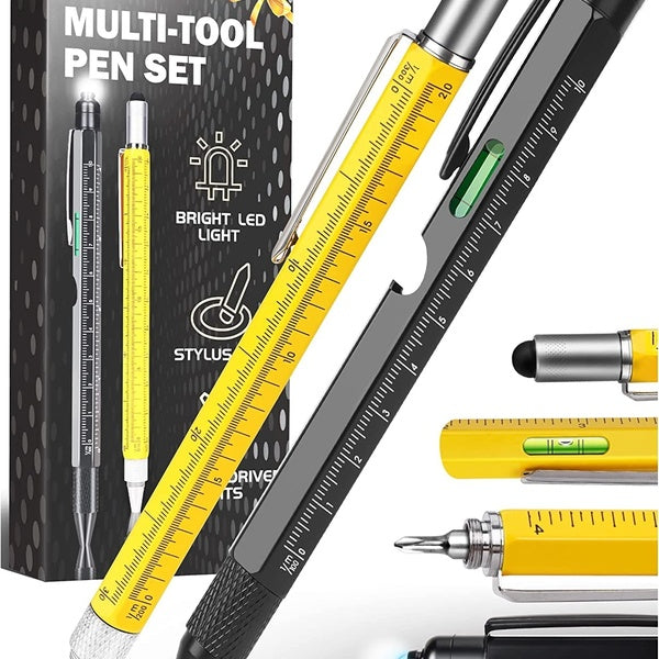 Cadeaux pour hommes Multi Tool Pen Cool Gadgets Set pour Papa Anniversaire Femmes Noël Bas de Noël Fête des Pères, Unique Poche Multi Tool avec Lumiè