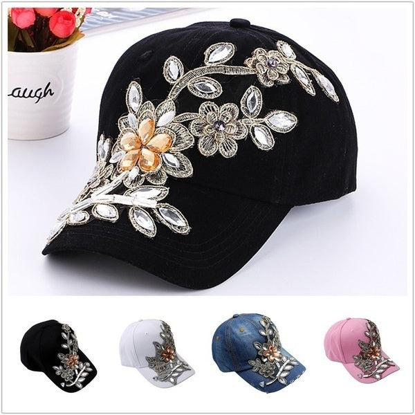 NEw fashion 8 Colors Cowboy Summer Sun Hat Women's Baseball Cap Diamond Painting Embroidery Flower Denim Snapback Hats Woman Female Cap