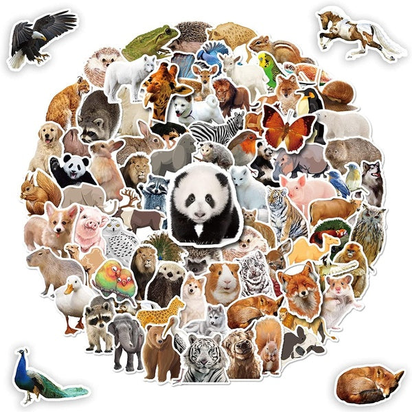 10-50-100pcs Jungle Zoo Wild Animal Stickers Cute animals zoo world graffiti Stickers for DIY Luggage Laptop Skateboard Motorcycle Bicycle Sticker