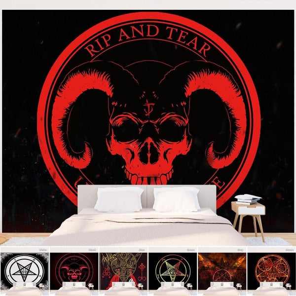 Summon Satan Circle Tapestry Wall Hanging Wall Hanging Art Bedroom Window Decoration Wall Tapestry Curtain Background