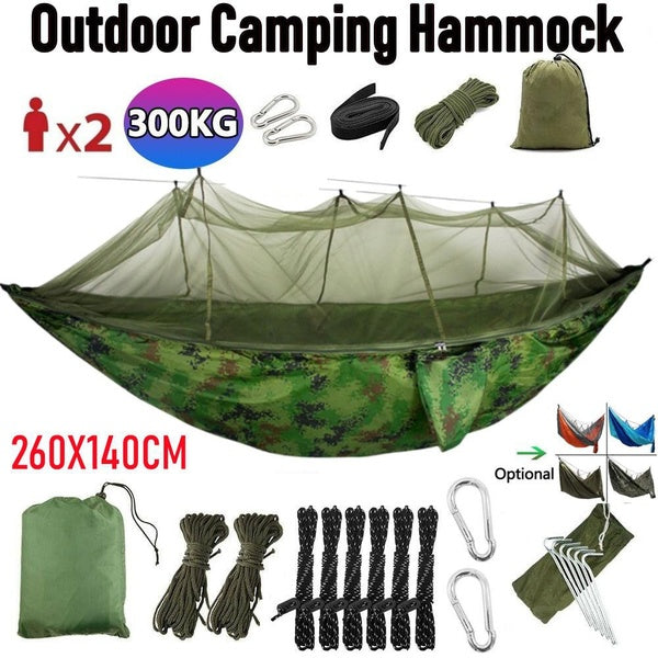 Hamac de camping Hamacs portatifs doubles et simples Hamacs en nylon légers avec moustiquaire + Housse de bâche Rainfly pour la randonnée, les voyage